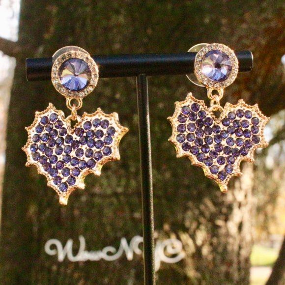WowNYC Jewelry - S925 Heart Sparkle Rhinestone Heart Stud Earrings